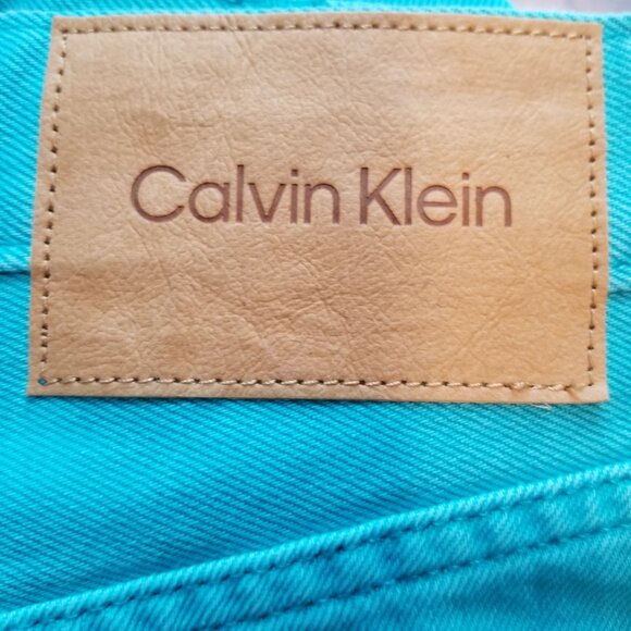 Calvin Klein High Waisted Relaxed Straight Leg Jeans Size 26 Teal NWT - Picture 6 of 11